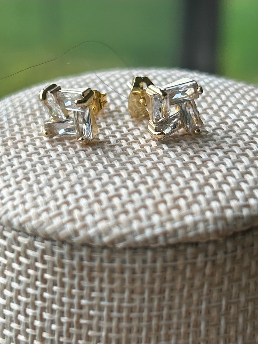 Gold CZ Baguette Cluster Earrings NWOT
